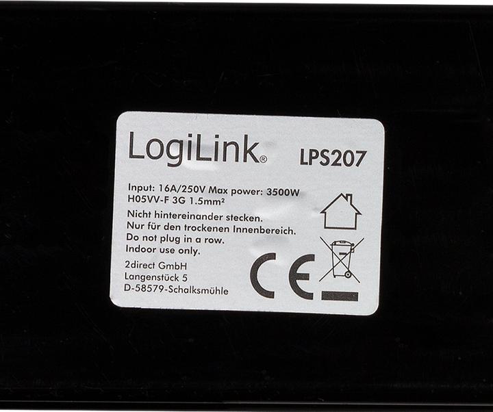 Actual product image LogiLink socket strip (8 x, CEE 7/3, 3 m)