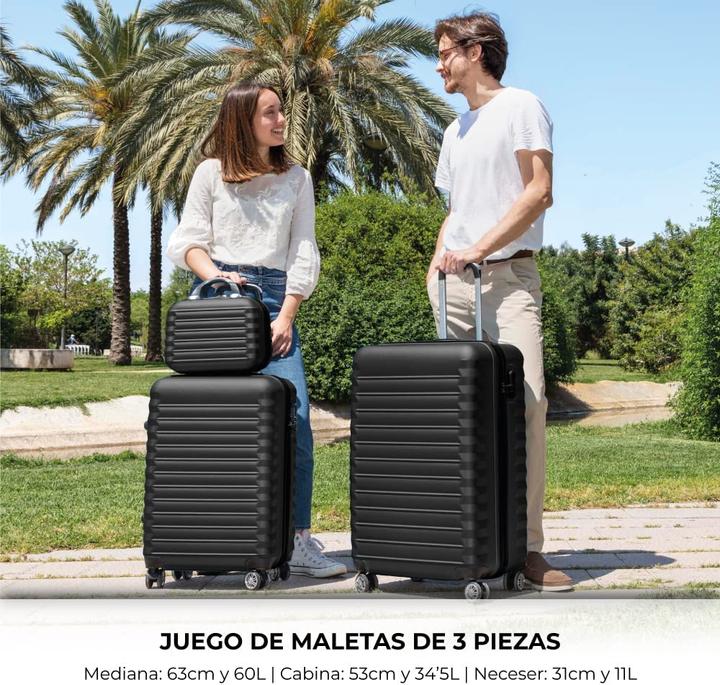 Immagine prodotto Numada Set di valigie, 3 pezzi, nero (60 l)