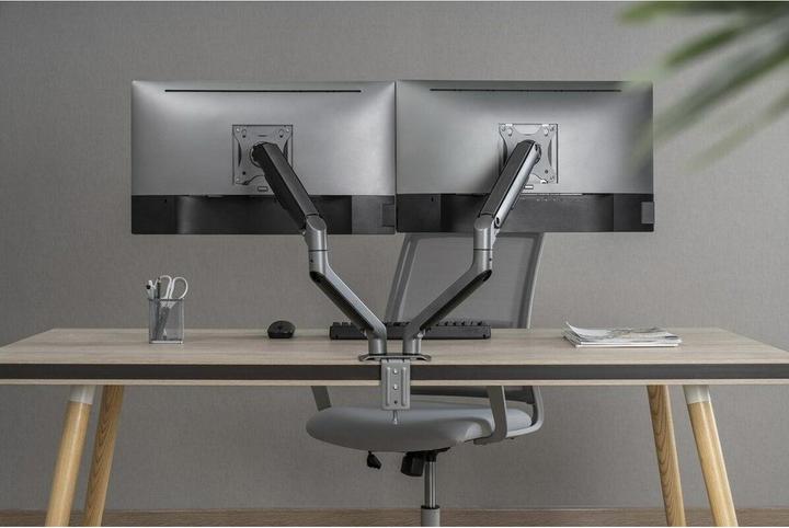 Produktbild Gembird Biurkowe ramię na dwa monitory - regulowane 17-32inch obciążenie do 9kg kolor szary (Tisch, 32", 9 kg)