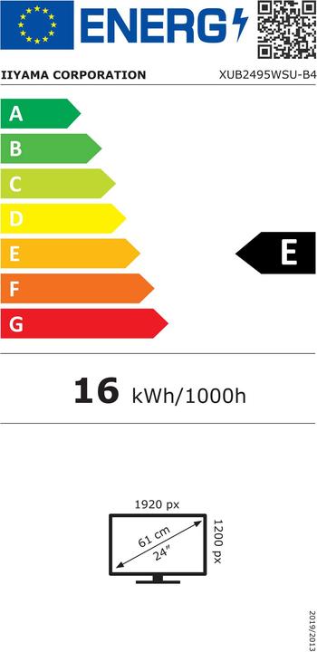 Energy Label iiyama XUB2495WSU-B4 HDMI+DP+USB IPS (1920 x 1200 pixels, 24.10")