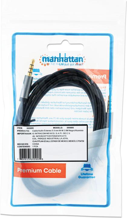 Produktbild Manhattan Audiokabel Aux Klinke Stecker (2 m, 3.5mm Klinke (AUX))