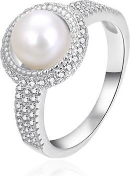 Agato Dazzling Silver Ring With Genuine Pearl Agt-R10w