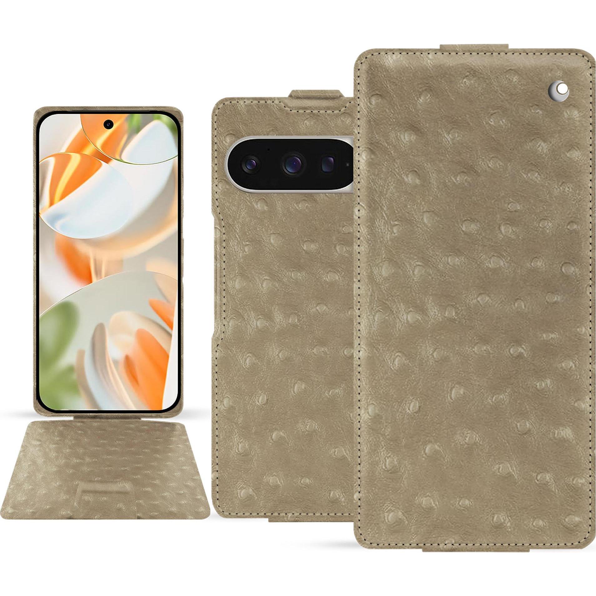 Noreve Lederschutzhülle vertikal (Google Pixel 9 Pro Fold), Smartphone Hülle, Beige