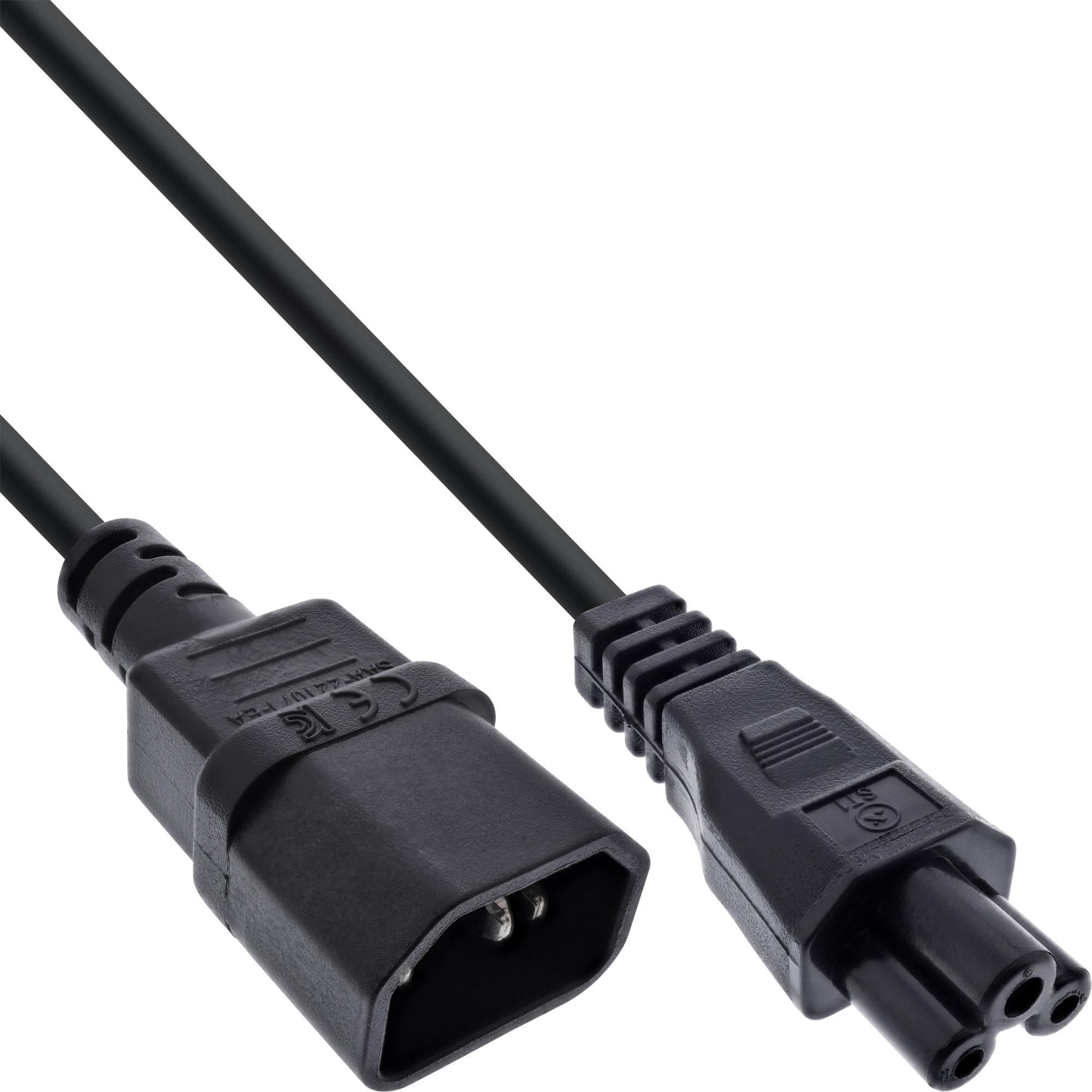 InLine Netzkabel, C14 Kupplung auf C5 Stecker, schwarz, 2m (2 m), Stromkabel