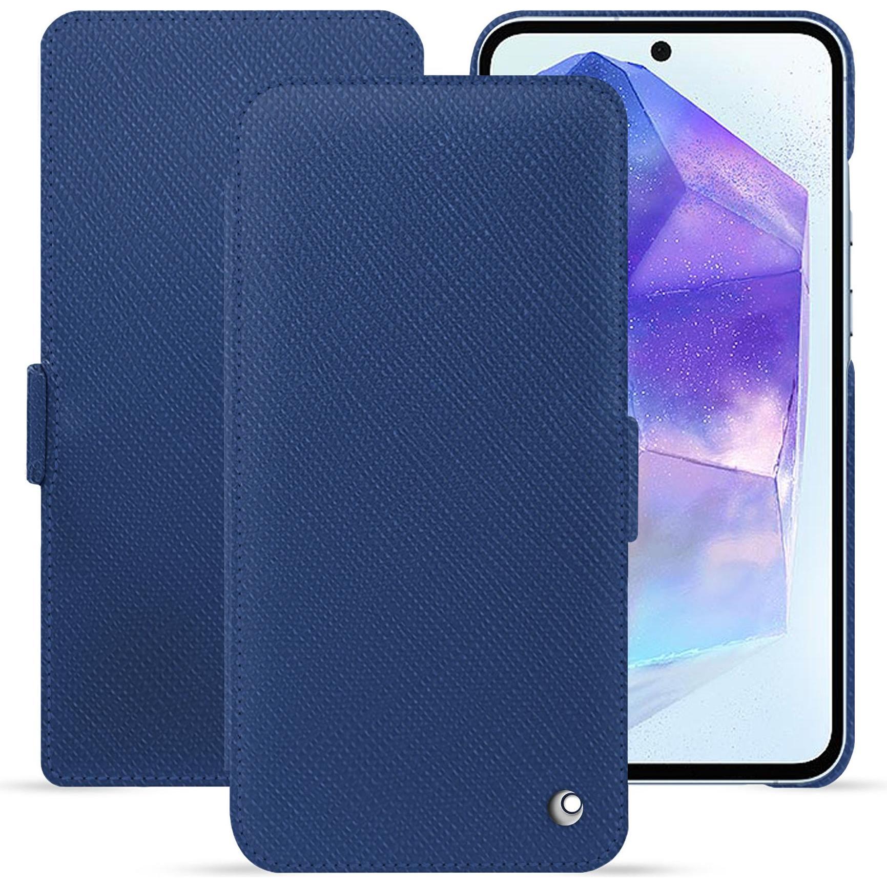 Noreve Lederschutzhülle horizontal (Samsung Galaxy A55), Smartphone Hülle, Blau