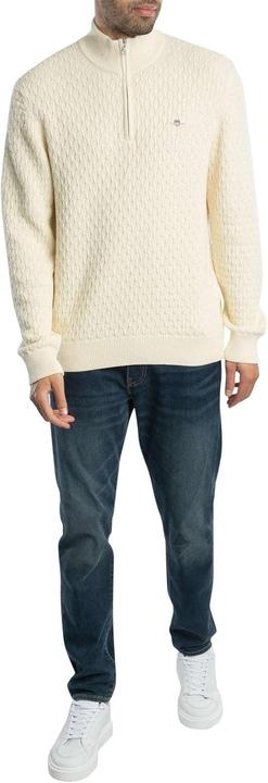 Image du produit GANT Getextureerde katoenen halve ritssluiting, crÃ¨me, M (M)