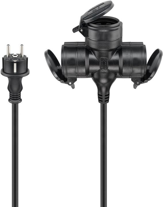 Image du produit Goobay Câble d'extension triple Outdoor, 10 m, noir (10 m, CEE 7/3)
