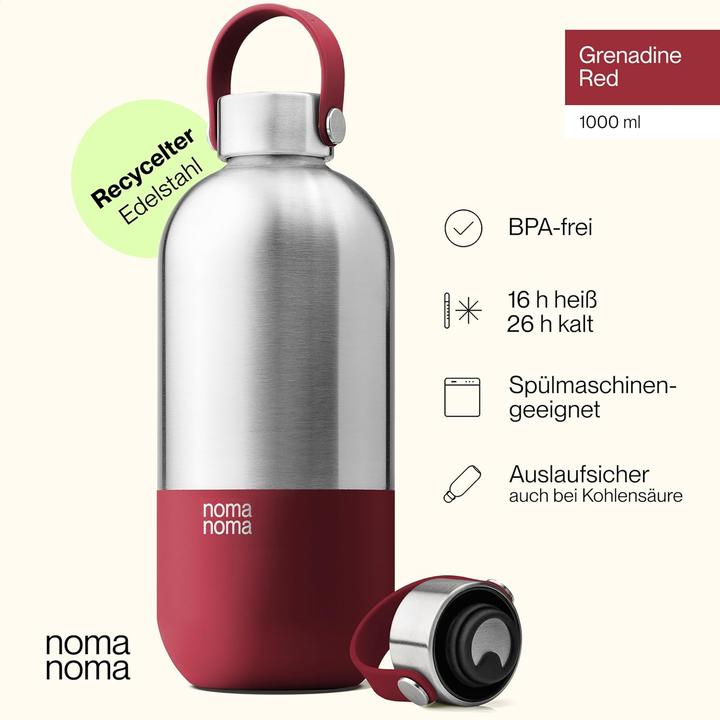 Actual product image noma noma Trinkflasche Edelstahl auslaufsicher 1000ml Grenadine Red (1 l)