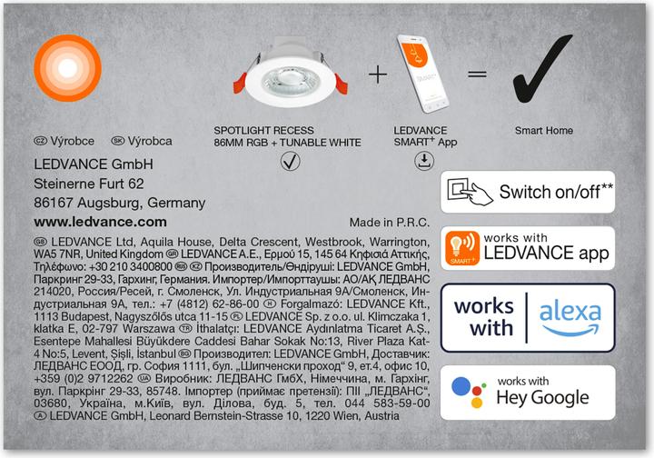 Produktbild Ledvance Smart Recess Downlight Tw And Rgb (400 lm)