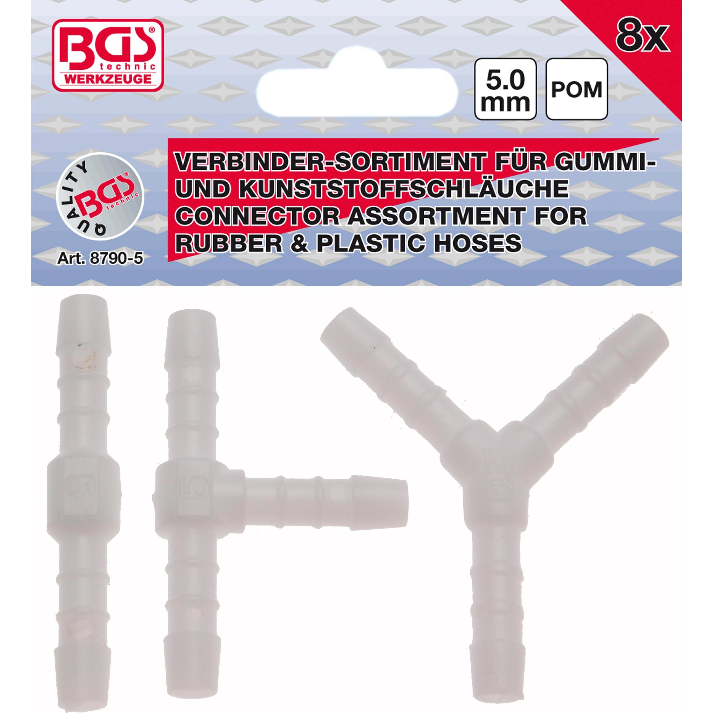 BGS, Schlauchanschluss + Schlauchverbinder, Schlauchverbinder-Sortimente kraftstoffbeständig 5 mm 8 tlg. (5 mm)