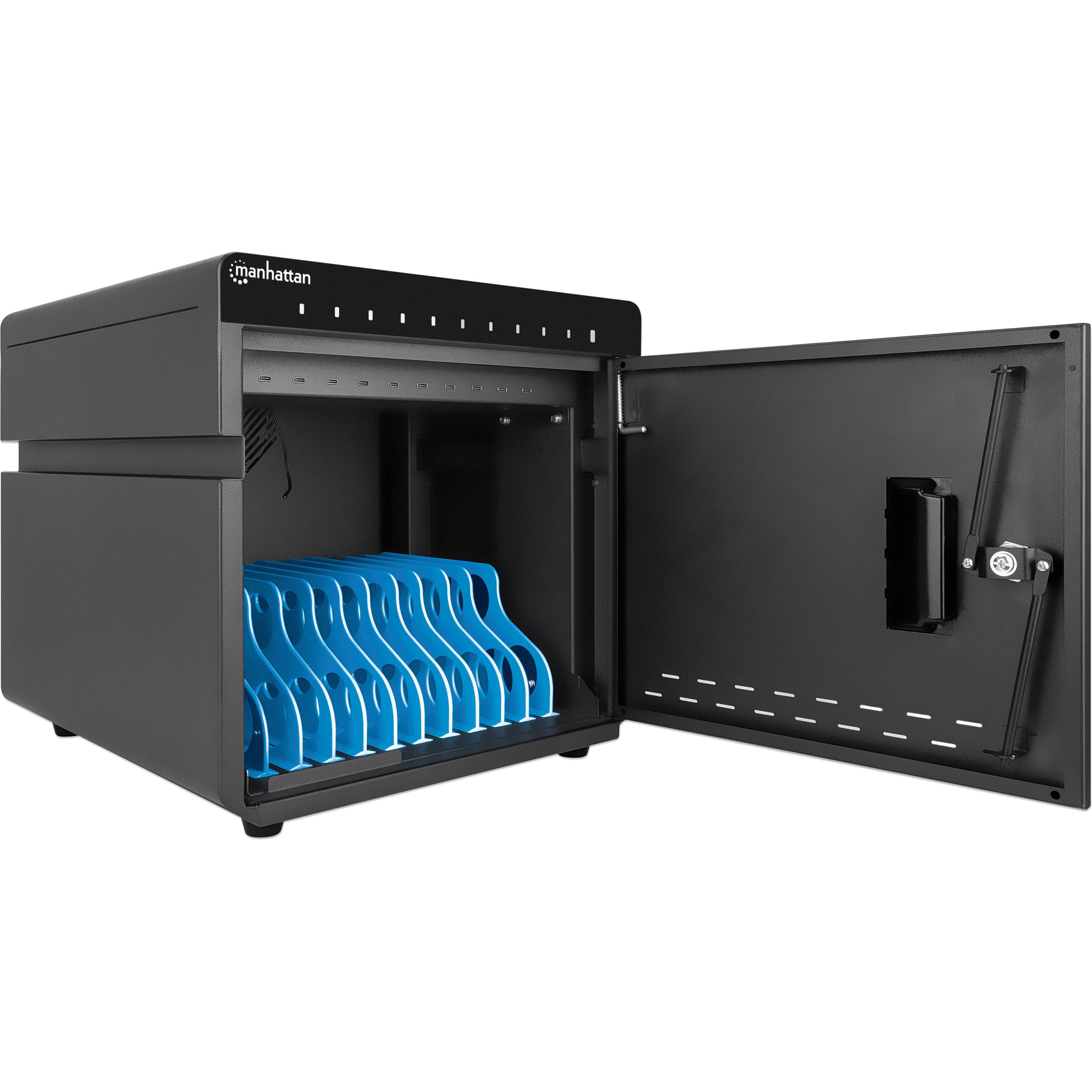 Thumbnail - Manhattan 10-Port Ladeschrank 180 W, Notebookwagen, Schwarz
