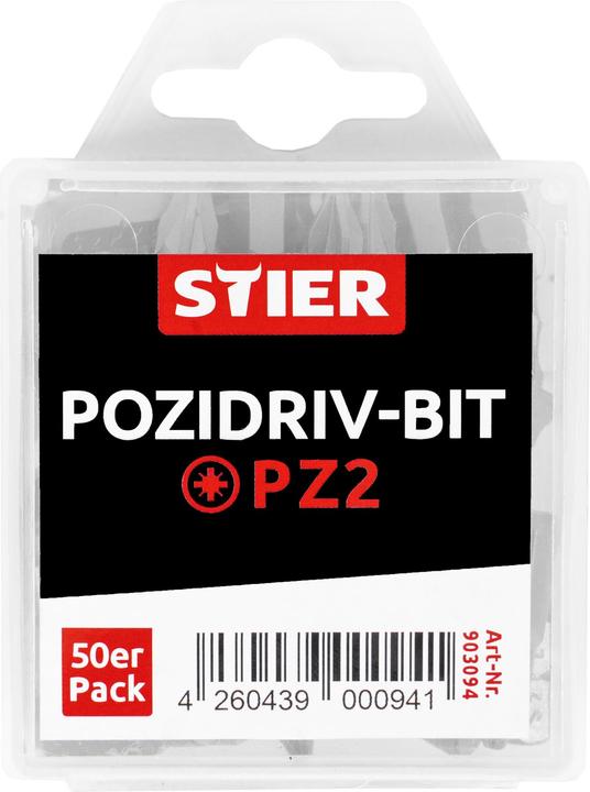 Actual product image Stier Pozidriv bit bulk pack PZ2 (25mm)