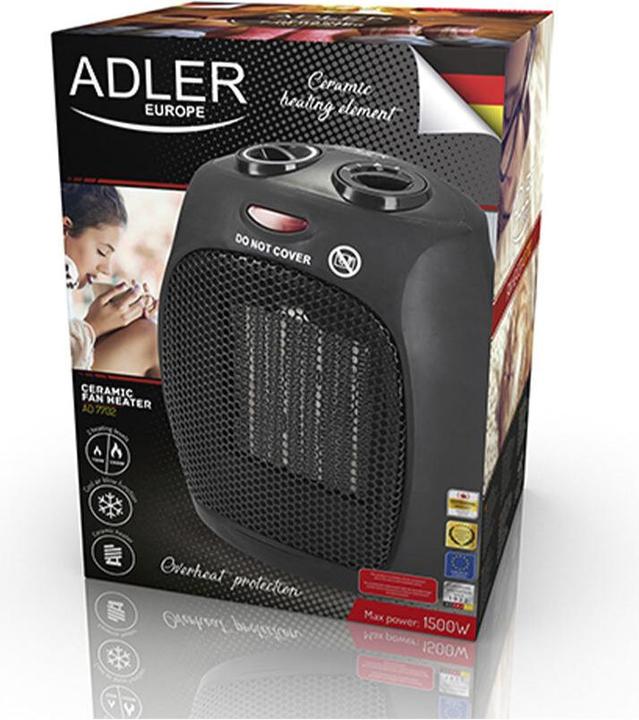 Actual product image Adler AD 7702 Indoor Stainless Steel Electric Space Heater Fan (1500 W)