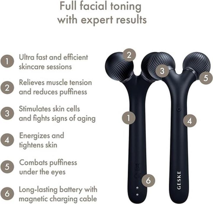 Actual product image Geske Smartappguidedtm Sonic Facial Roller 4 in 1 Device for Face