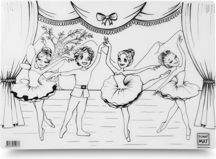 Produktbild Funny Mat Set wiederverwendbare Malvorlagen Prinzessinnen und Ballerinas, 2-er set. (24 x 48 cm)
