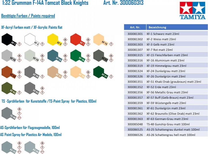Actual product image Tamiya Grumman F-14A Tomcat Black Knights