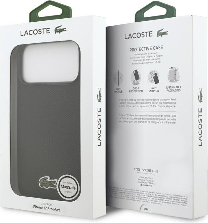 Actual product image Lacoste - Hardcase Iconic Petit Pique MagSafe (LCHMP17XPVCK) - iPhone 17 Pro Max - Black (Apple iPhone 17 Pro Max)