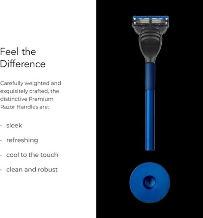 Actual product image Bolin Webb Generation Razor and Stand in Blue with Gillette Fusion5 Blade Luxury Razor for Men