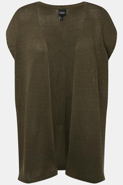 Produktbild Ulla Popken Strickweste, Palme, oversized, offene Form, ärmellos (60)