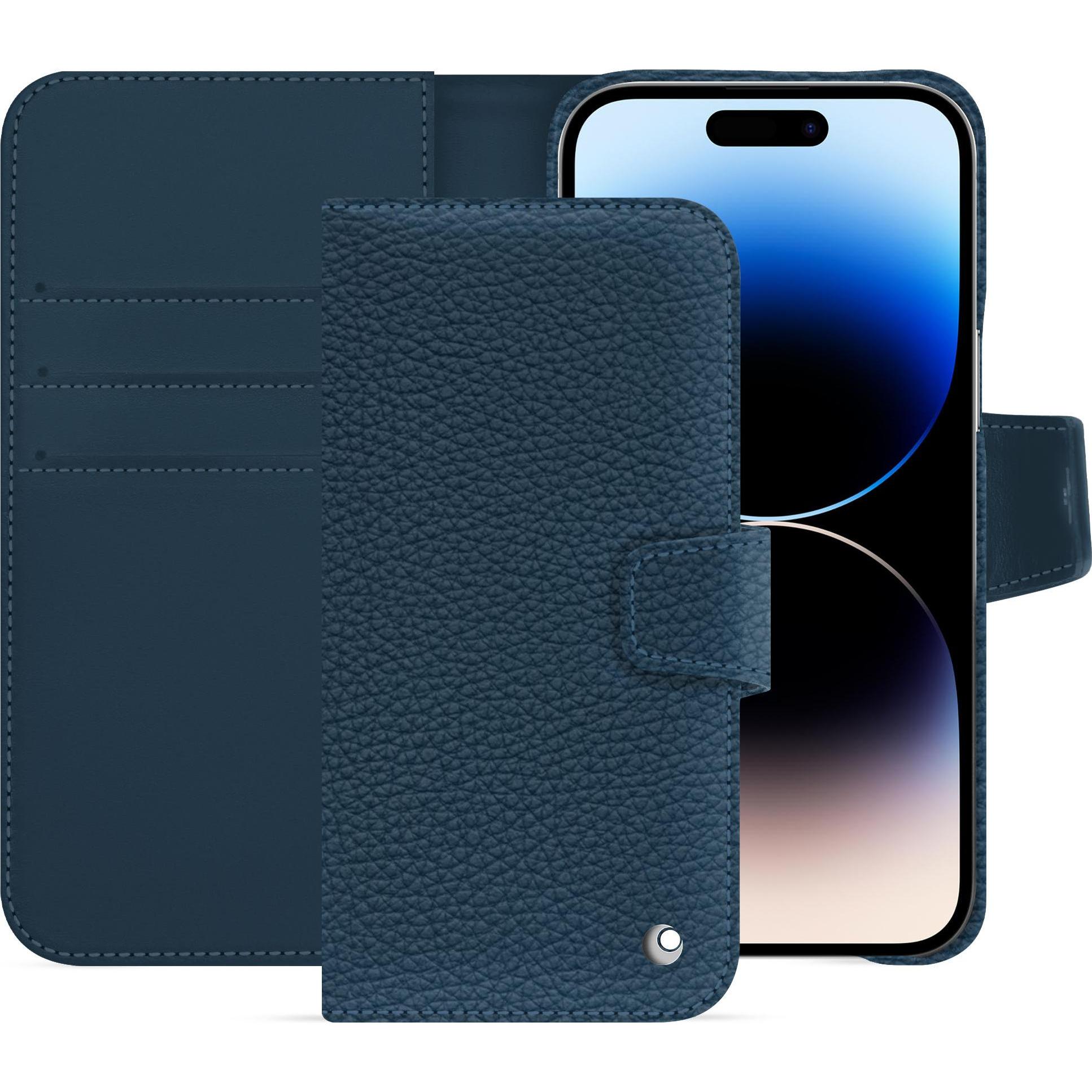 Noreve Lederschutzhülle Apple iPhone 15 Pro Max (Apple iPhone 15 Pro Max), Smartphone Hülle, Blau