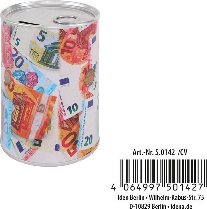 Nährwerte und Zutaten Idena Spardose Geldscheine 8,6x8,6x12cm 2fach sortiert