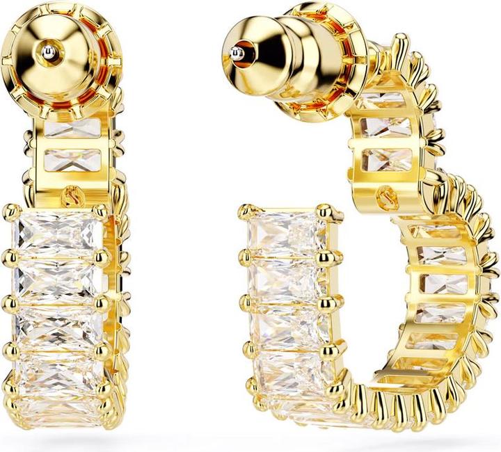 Produktbild Swarovski Matrix Kreolen Baguette Schliff Herz Klein Weiss Gold (Swarovski Metall)