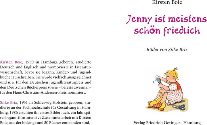 Produktbild Jenny ist meistens schön friedlich (Deutsch, Kirsten Boie, 2012)
