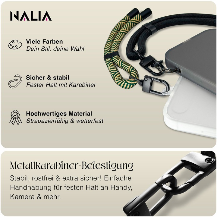 Produktbild Nalia Wristy Lanyard Handykette – Universal Trageband für Smartphones – Verstellbar, Soft & Elastisch