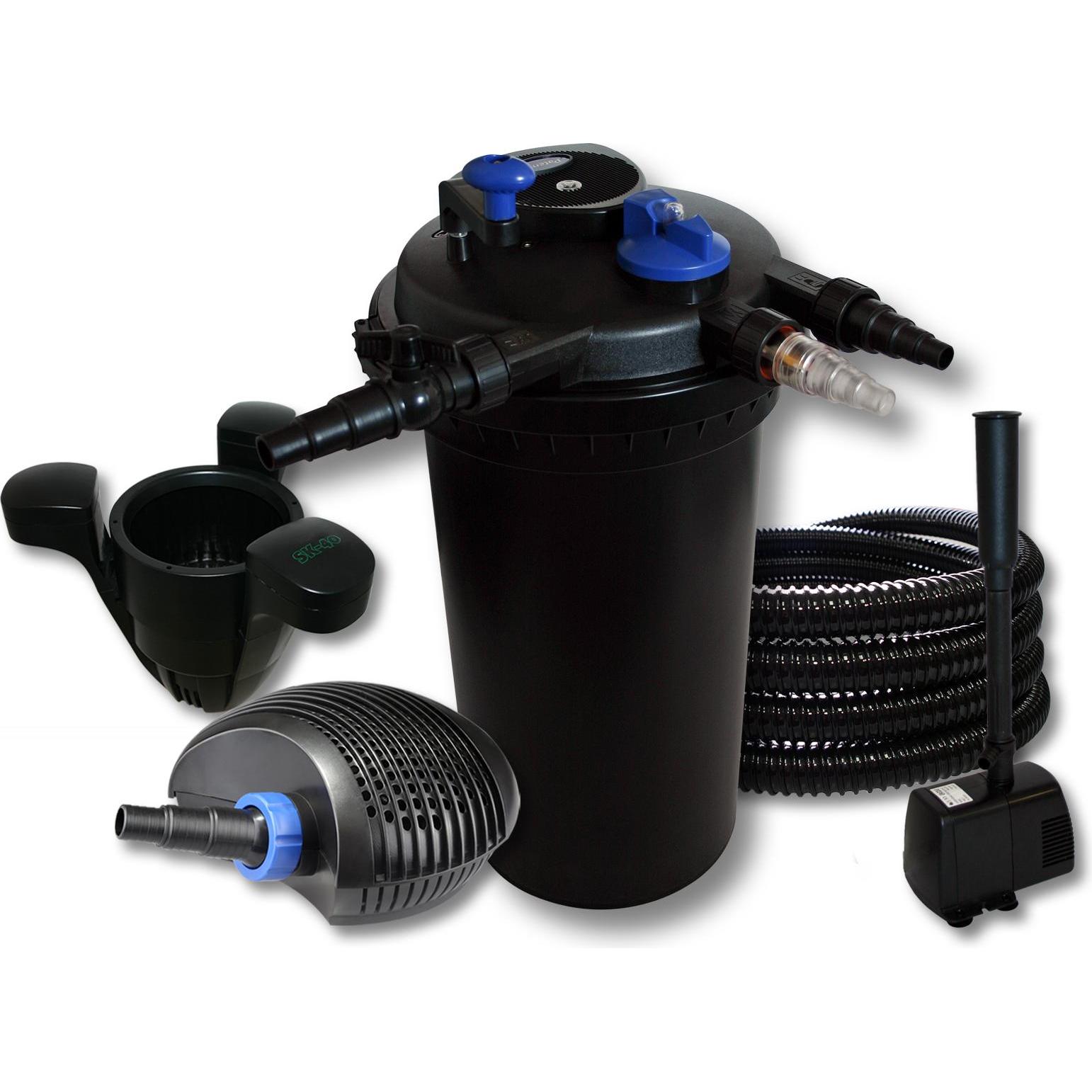 Thumbnail - SunSun, Brunnen + Gartenteich, Druckteichfilter 30000l 18W UVC 40W Pumpe Schlauch Skimmer Springbrunnen