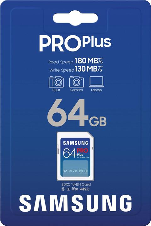 Actual product image Samsung PRO Plus (64 GB, SDXC, U3, UHS-I)
