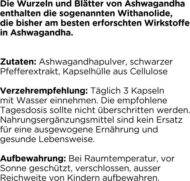 Nutritional values and ingredients Kanela Ashwagandha Plus Capsules (75 Capsules) (75 Piece, Capsules)