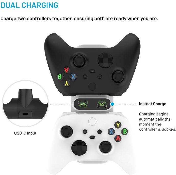 Actual product image Fixed Dual Charging Dock for Xbox Series S, X and One Wireless Controller, white (Xbox Series S, Xbox Series X, Xbox One S)
