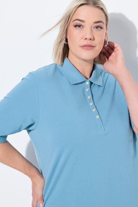 Immagine prodotto Ulla Popken Maglia polo in piqué con abbottonatura con nastro di velluto e mezze maniche (62)