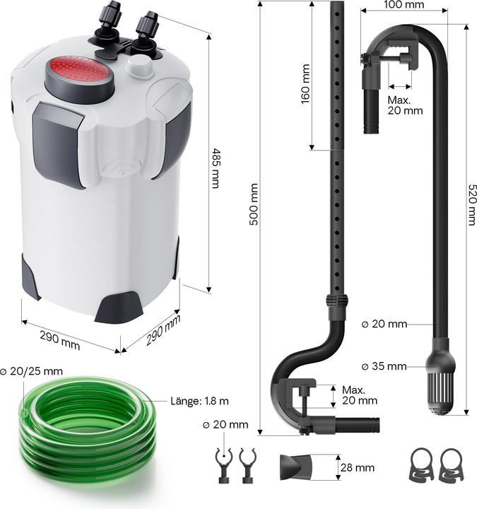 Image du produit SunSun HW-304 Aquarium bio filtre extérieur 2000l/h 4 Phases Matériaux et Pompe (1000 l, Filtres externes, Eau douce, Eau salée)