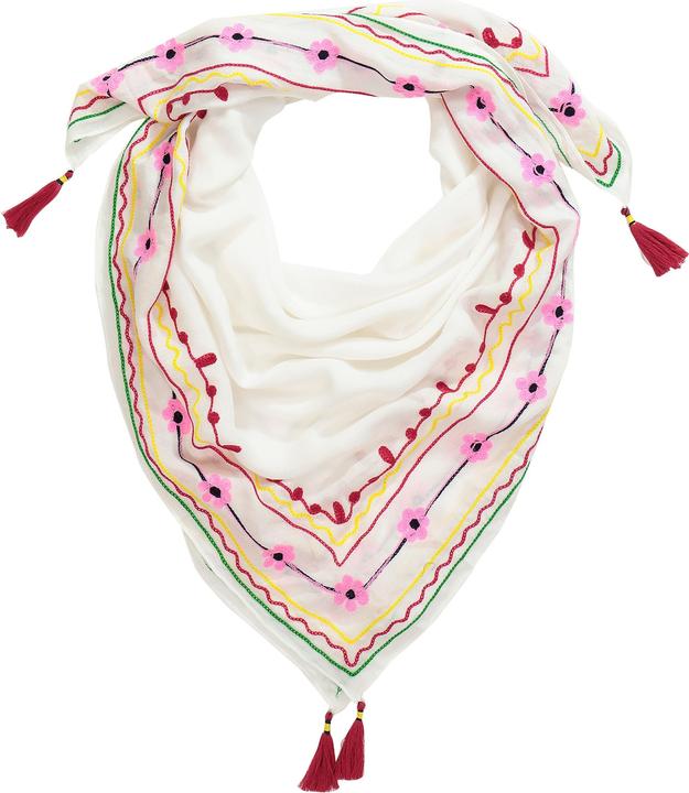 Image du produit Ulla Popken Écharpe, broderie, fleurs, pompons