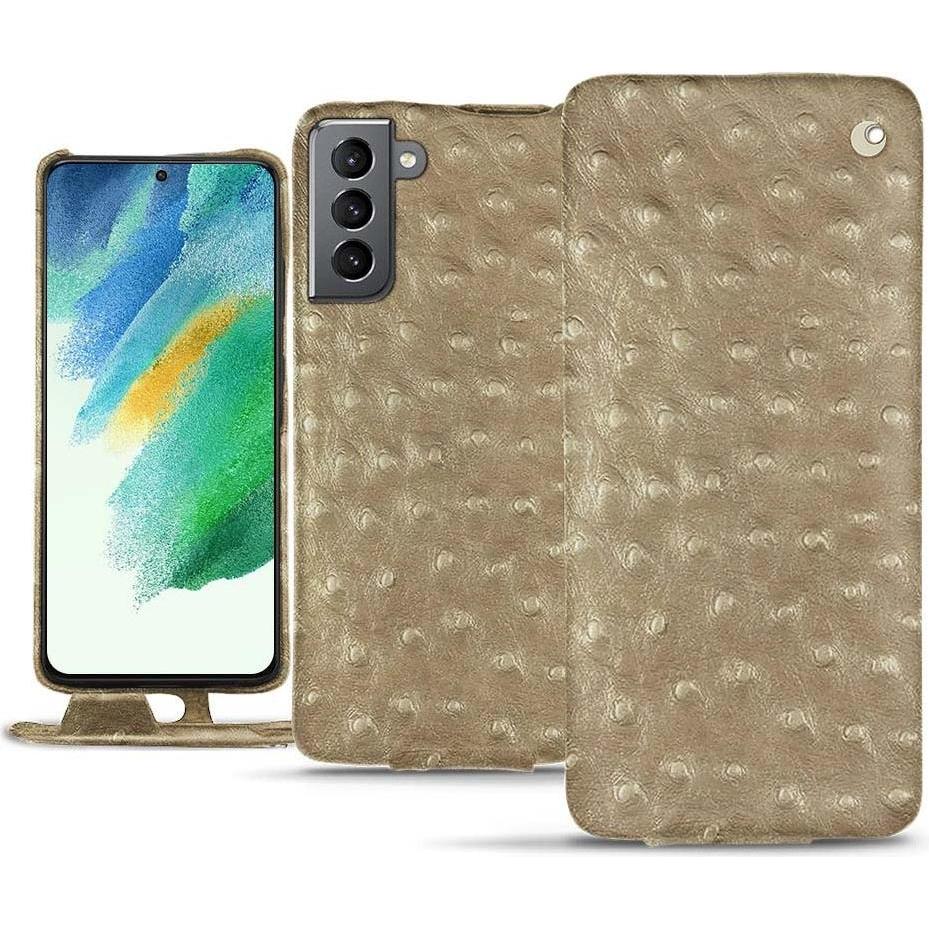 Noreve Lederschutzhülle vertikal (Samsung Galaxy S21 FE), Smartphone Hülle, Beige