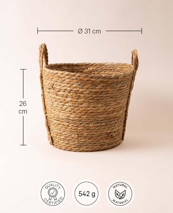 Produktbild Esmée Aufbewahrungskorb aus dunklen Naturfasern, Ø 31 cm x H 26