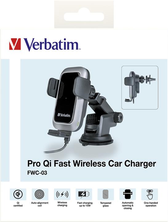 Actual product image Verbatim Fast Qi Fast Wireless Car Charger USB-C 15W FWC-03 Pro