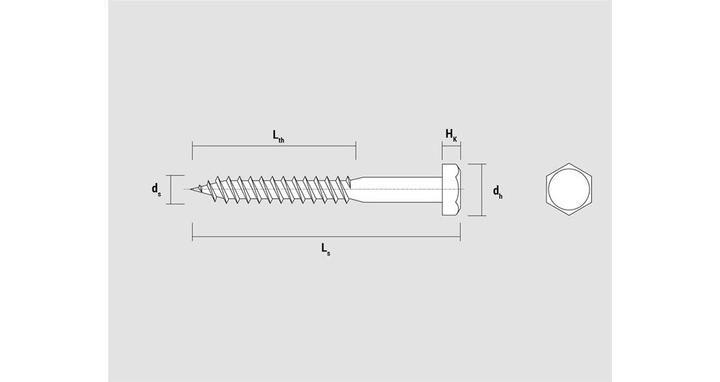 Actual product image Celo Wood construction screw DIN 571 8x80mm SW 13 Galvanised 48 mm (100 Screws per piece)