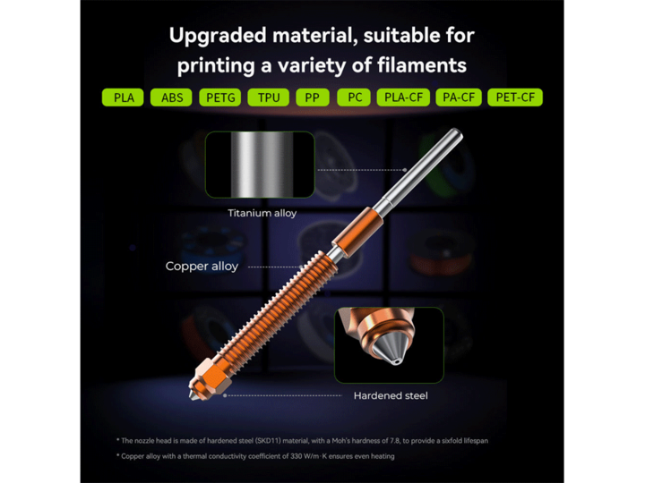 Actual product image Creality Unicorn K2 Plus Quick-Swap Düse 0.4mm (Blast pipe)