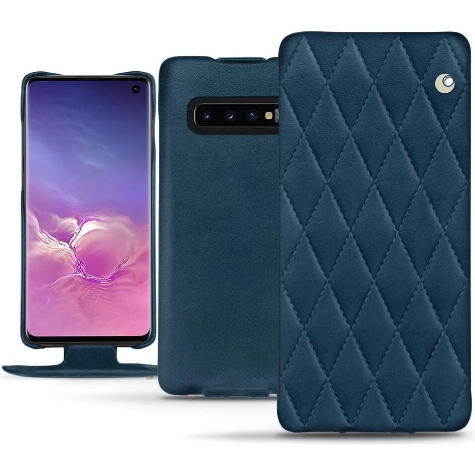 Noreve Lederschutzhülle vertikal (Samsung Galaxy S10), Smartphone Hülle, Blau