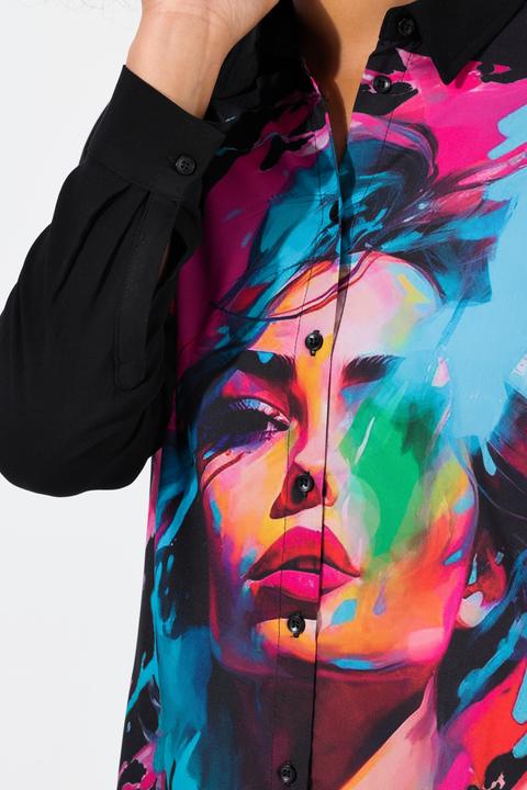 Produktbild Angel of Style Bluse, Straight Fit, Vorderseite Frauengesichts-Print (54)