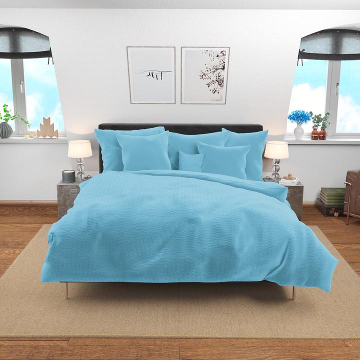 Image du produit Lotus Bettwaren Parure de lit en satin seersucker uni (Taie d'oreiller, 50 x 70 cm)