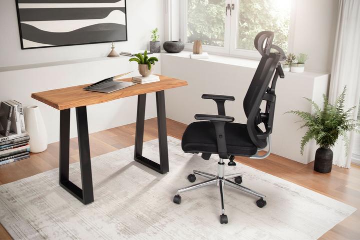 Produktbild FineBuy Schreibtisch Bürotisch 118 cm Akazie Massivholz Laptoptisch Baumkante (118 x 41 x 76.50 cm)