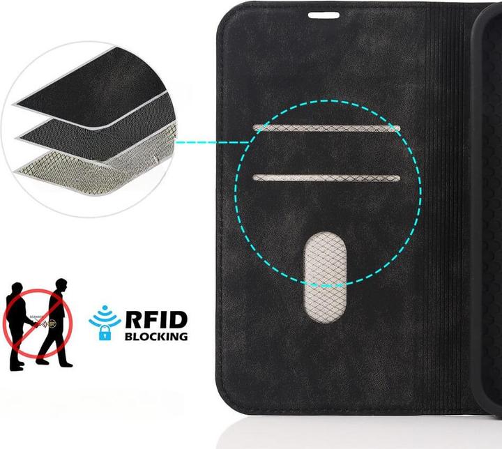 Actual product image Cover-Discount iPhone 15 - MagSafe Flip Case RFID black (Apple iPhone 15)