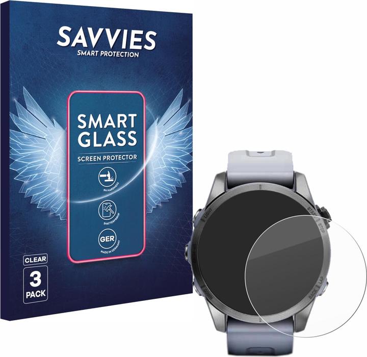 Produktbild Savvies Panzer Schutzglas für Garmin Fenix 7S (42 mm) Schutzfolie Displayschutz Display Schutz Glas Folie