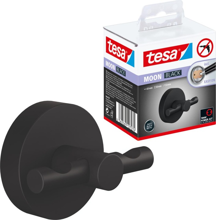 Image du produit tesa MOON BLACK Mantelhaken inkl. Klebelösung ohne Bohren