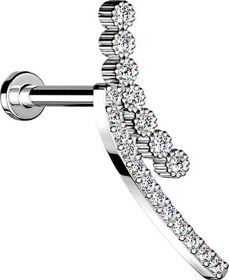 Immagine prodotto Star Piercing Micro Labret filo interno argento doppio arco di cristallo (Ottone, Acciaio chirurgico 316L)