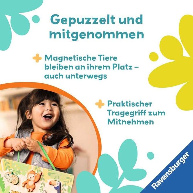 Productafbeelding Ravensburger Magnetisches Holz-Fühl-Puzzle: Dschungel (6 onderdelen)