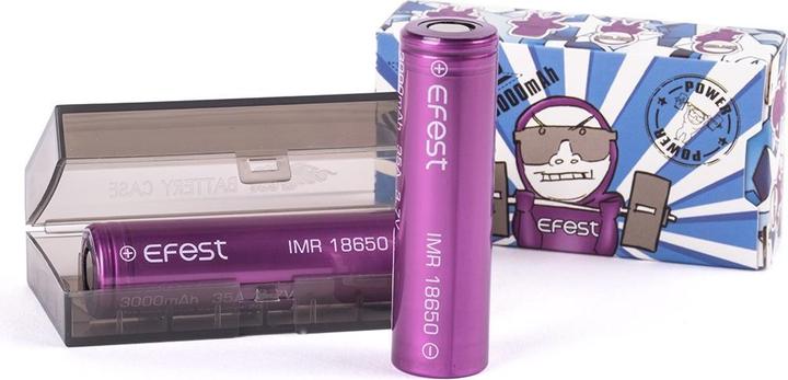 Actual product image Efest Battery Purple IMR 18650 maximum 35A current output (Flat Top) incl. battery protection box (1 pcs., 18650, 3000 mAh)